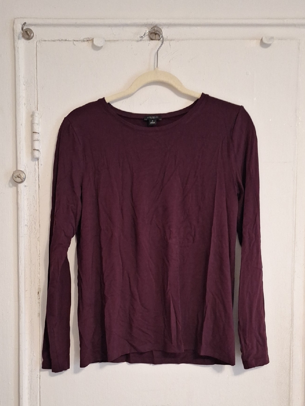 Maroon Ann Taylor Factory Long-Sleeve Crew Top - Plum